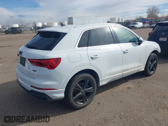 2020 Audi Q3 S line Premium with VIN WA1DECF35L1073234, listed as a IAAI auction lot 41807959 with 35,138 mi miles. Bid and sale history available at carsss.com. Image 4.