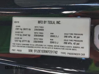 2019 Tesla Model 3 Long Range with VIN 5YJ3E1EB9KF231742, listed as a IAAI auction lot 42114608 with 86,657 mi miles and . Bid and sale history available at DreamBid. Image 9.