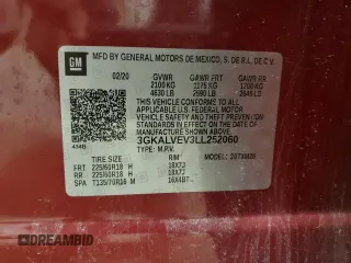 2020 GMC Terrain SLT with VIN 3GKALVEV3LL252060, listed as a Copart auction lot 53077015 with 75,126 mi miles and Salvage Title. Bid and sale history available at carsss.com. Image 13.