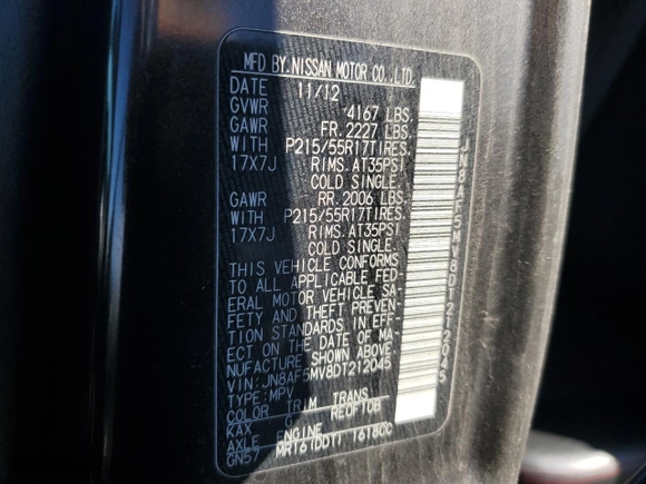 2013 Nissan Juke SL with VIN JN8AF5MV8DT212045, listed as a Copart auction lot 46427985 with 165,680 mi miles and Salvage Title. Bid and sale history available at carsss.com. Image 13.