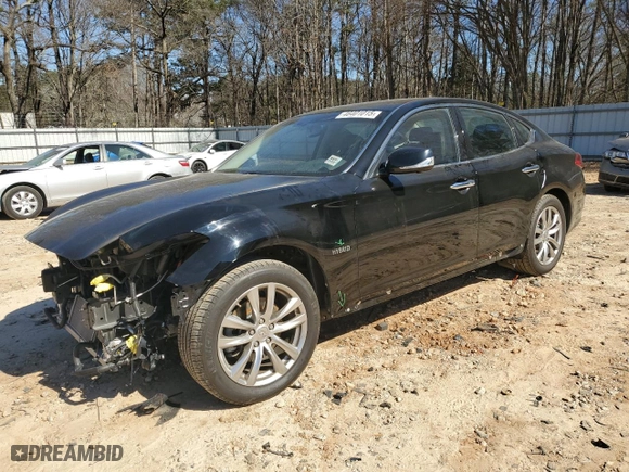 2017 Infiniti Q70 Hybrid with VIN JN1EY1AP3HM790014, listed as a Copart auction lot 46401015 with 52,174 mi miles and Salvage Title. Bid and sale history available at carsss.com. Image 1.