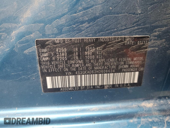 2017 Subaru Impreza Premium with VIN 4S3GKAD62H3606634, listed as a Copart auction lot 51037715 with 100,346 mi miles and Salvage title. Bid and sale history available at DreamBid. Image 12.