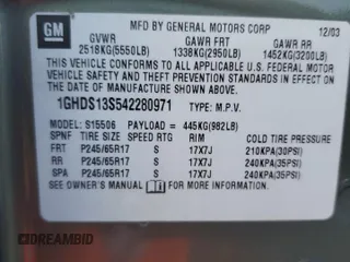 2004 Oldsmobile Bravada z VIN 1GHDS13S542280971, wystawiony jako Copart lot #74941764 z przebiegiem 162 572 mil mil oraz Szkody całkowita. Historia ofert i sprzedaży dostępna na DreamBid. Obrazek 15.