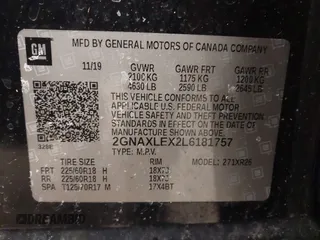 2020 Chevrolet Equinox LT with VIN 2GNAXLEX2L6181757, listed as a IAAI auction lot 41373589 with 52,101 mi miles. Bid and sale history available at carsss.com. Image 9.
