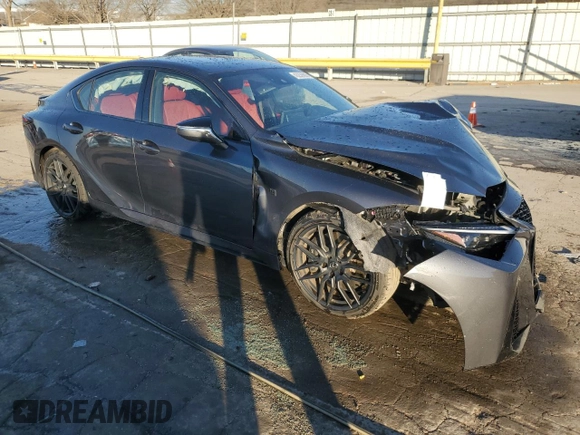 2023 Lexus IS with VIN JTHAP1D20P5002277, listed as a Copart auction lot 43239005 with 25,654 mi miles and Salvage Title. Bid and sale history available at carsss.com. Image 4.