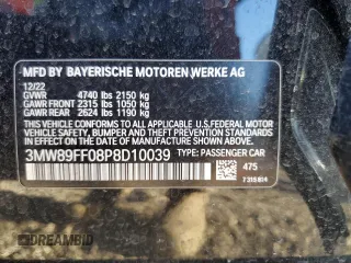 2023 BMW 3 Series 330i xDrive with VIN 3MW89FF08P8D10039, listed as a Copart auction lot 43472935 with 0 mi miles and Salvage Title. Bid and sale history available at carsss.com. Image 13.
