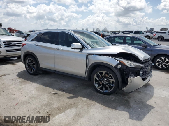 2019 Infiniti QX50 Luxe with VIN 3PCAJ5M10KF115123, listed as a Copart auction lot 57309395 with 122,978 mi miles and Salvage title. Bid and sale history available at DreamBid. Image 4.