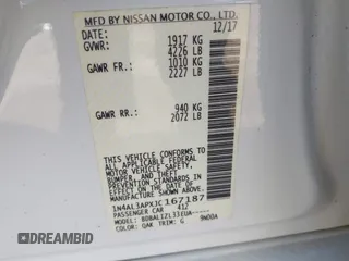 2018 Nissan Altima SV with VIN 1N4AL3APXJC167187, listed as a IAAI auction lot 41725188 with 173,377 mi miles and . Bid and sale history available at DreamBid. Image 9.