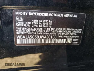 2018 BMW 5 Series 530i z VIN WBAJA5C58JWA38130, wystawiony jako Copart lot #48018525 z przebiegiem 133 533 mil mil oraz Szkoda całkowita • Salvage title. Historia ofert i sprzedaży dostępna na DreamBid. Obrazek 12.