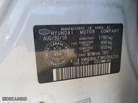 2019 Hyundai Elantra Preferred with VIN KMHD84LF3KU764210, listed as a Copart auction lot 50060485 with 112,644 mi miles and Salvage Title. Bid and sale history available at carsss.com. Image 13.