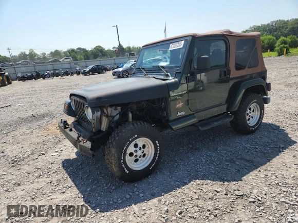 1997 Jeep Wrangler Sahara with VIN 1J4FY49S3VP519387, listed as a Copart auction lot 63822395 with 187,884 mi miles and Salvage title. Bid and sale history available at DreamBid. Image 1.