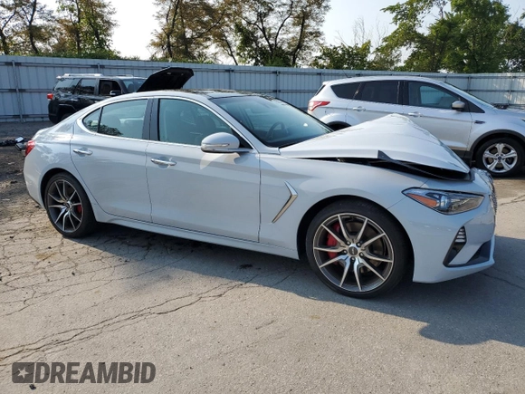 2021 Genesis G70 3.3T with VIN KMTG74LE9MU074297, listed as a Copart auction lot 65980464 with 14,491 mi miles and Salvage Title. Bid and sale history available at carsss.com. Image 4.