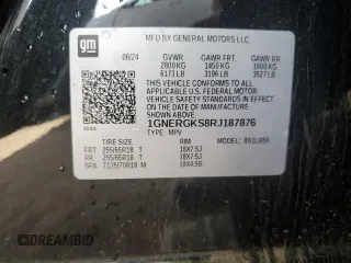 2024 Chevrolet Traverse FWD LT с VIN 1GNERGKS8RJ187876, выставлен на аукционе Copart как лот 63403625 с пробегом 28 926 миль миль и Чистый • Clean title. История ставок и продаж доступна на DreamBid. Изображение 13.