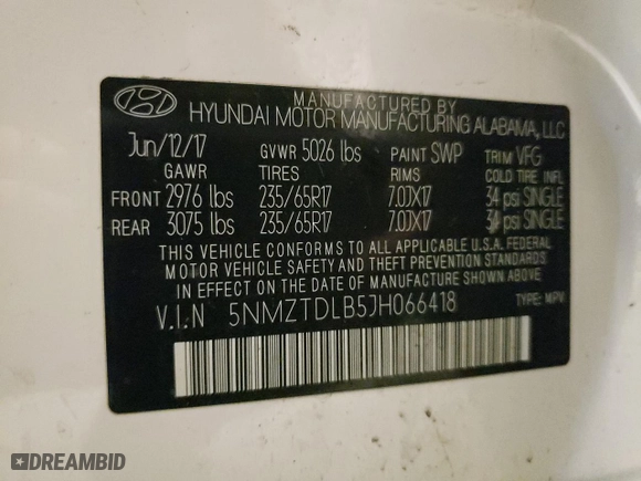 2018 Hyundai Santa Fe Sport 2.4L with VIN 5NMZTDLB5JH066418, listed as a Copart auction lot 47436315 with NaN miles and Salvage Title. Bid and sale history available at carsss.com. Image 13.