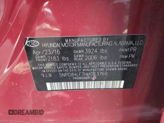 2017 Hyundai Elantra SE z VIN 5NPD84LF7HH063760, wystawiony jako IAAI lot #42327207 z przebiegiem 51 615 mil mil oraz . Historia ofert i sprzedaży dostępna na DreamBid. Obrazek 9.