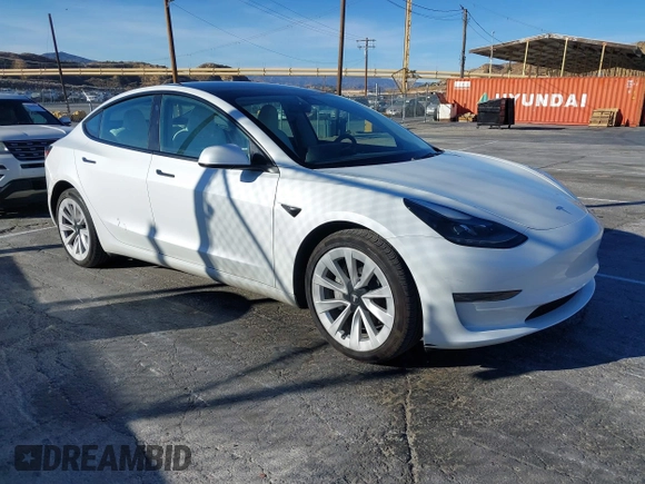 2023 Tesla Model 3 with VIN 5YJ3E1EAXPF486639, listed as a IAAI auction lot 41387797 with 18,603 mi miles and . Bid and sale history available at carsss.com. Image 1.