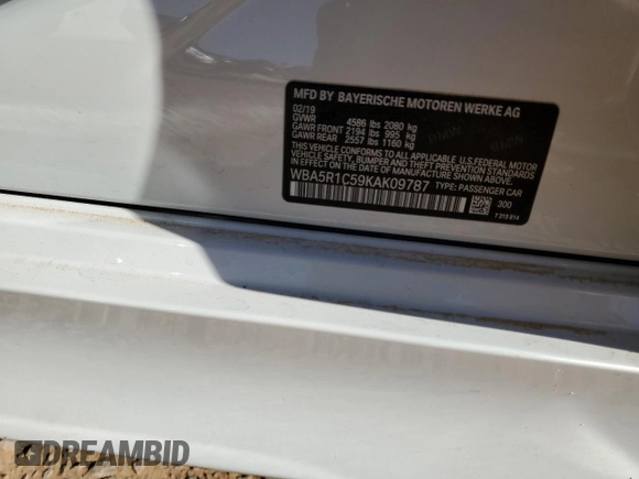 2019 BMW 3 Series 330i with VIN WBA5R1C59KAK09787, listed as a Copart auction lot 49501565 with 22,383 mi miles and Salvage Title. Bid and sale history available at carsss.com. Image 12.