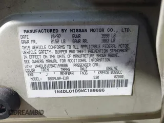 1998 Nissan Altima XE with VIN 1N4DL01D9WC159686, listed as a IAAI auction lot 42051686 with 219,699 mi miles and . Bid and sale history available at DreamBid. Image 9.