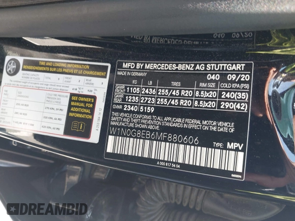 2021 Mercedes-Benz GLC 300 with VIN W1N0G8EB6MF880606, listed as a IAAI auction lot 42387749 with 22,546 mi miles and . Bid and sale history available at DreamBid. Image 9.
