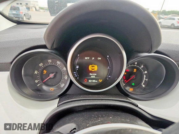 2018 FIAT 500X Lounge with VIN ZFBCFXDB9JP651302, listed as a Copart auction lot 59435875 with 63,186 mi miles and Salvage title. Bid and sale history available at DreamBid. Image 9.