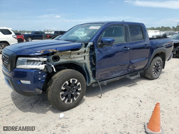 2023 Nissan Frontier PRO-4X with VIN 1N6ED1EK8PN672862, listed as a Copart auction lot 52718105 with 17,855 mi miles and Salvage Title. Bid and sale history available at carsss.com. Image 1.