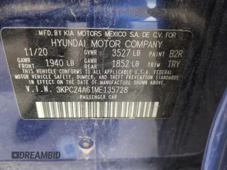 2021 Hyundai Accent SEL with VIN 3KPC24A61ME135728, listed as a Copart auction lot 56217095 with 40,181 mi miles and Salvage title. Bid and sale history available at DreamBid. Image 12.