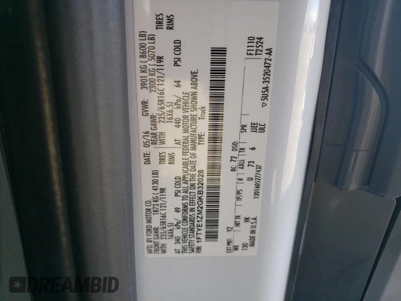 2016 Ford Transit Cargo with VIN 1FTYE1ZM2GKB32028, listed as a Copart auction lot 78474644 with 124,590 mi miles and Salvage Title. Bid and sale history available at DreamBid. Image 13.