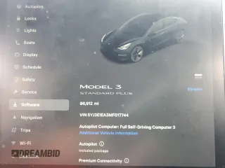 2021 Tesla Model 3 Standard Range Plus with VIN 5YJ3E1EA3MF017744, listed as a Copart auction lot 51513405 with 96,912 mi miles and Salvage Title. Bid and sale history available at carsss.com. Image 9.
