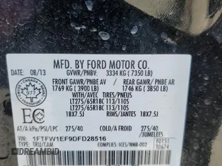 2013 Ford F-150 XL with VIN 1FTFW1EF9DFD28516, listed as a Copart auction lot 55340734 with 278,573 mi miles and Salvage Title. Bid and sale history available at carsss.com. Image 12.