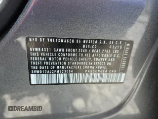 2015 Volkswagen Jetta SE with VIN 3VWD17AJ2FM323094, listed as a Copart auction lot 60304265 with 115,540 mi miles and Salvage title. Bid and sale history available at DreamBid. Image 12.