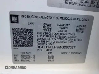 2021 Chevrolet Silverado 1500 Work Truck with VIN 3GCUYAEF3MG207027, listed as a Copart auction lot 42753865 with 15,844 mi miles and Salvage Title. Bid and sale history available at DreamBid. Image 12.