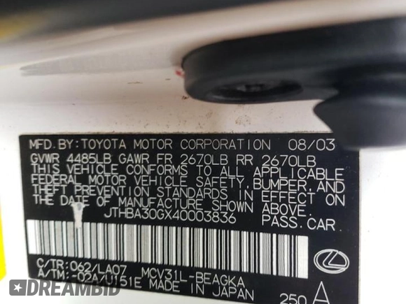 2004 Lexus ES 350 with VIN JTHBA30GX40003836, listed as a Copart auction lot 51252745 with 211,883 mi miles and Salvage Title. Bid and sale history available at DreamBid. Image 14.