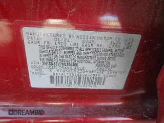 2021 Nissan Versa SV with VIN 3N1CN8EV7ML859406, listed as a IAAI auction lot 41697083 with 25,092 mi miles. Bid and sale history available at carsss.com. Image 9.