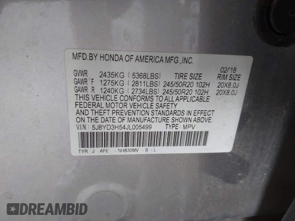 2018 Acura MDX Technology z VIN 5J8YD3H54JL005499, wystawiony jako IAAI lot #42261494 z przebiegiem 113 796 mil mil oraz . Historia ofert i sprzedaży dostępna na DreamBid. Obrazek 9.