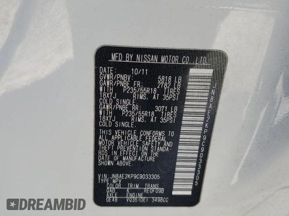 2012 Nissan Quest SL z VIN JN8AE2KP9C9033305, wystawiony jako Copart lot #53201715 z przebiegiem 153 896 mil mil oraz Szkody całkowita. Historia ofert i sprzedaży dostępna na DreamBid. Obrazek 13.