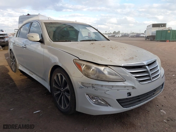 2013 Hyundai Genesis 5.0L R-Spec with VIN KMHGC4DH3DU227870, listed as a IAAI auction lot 41361110 with 104,753 mi miles. Bid and sale history available at carsss.com. Image 1.