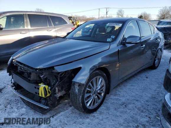 2023 Infiniti Q50 Luxe with VIN JN1EV7BR9PM542294, listed as a Copart auction lot 88853365 with 13,295 mi miles and Salvage title. Bid and sale history available at DreamBid. Image 1.