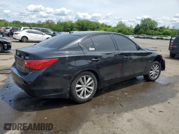 2014 Infiniti Q50 Sport with VIN JN1BV7AR8EM707401, listed as a Copart auction lot 58487675 with 125,487 mi miles and Salvage title. Bid and sale history available at DreamBid. Image 3.