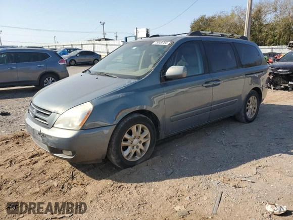 2007 Kia Sedona EX with VIN KNDMB233976173357, listed as a Copart auction lot 75049784 with 213,508 mi miles and Salvage Title. Bid and sale history available at carsss.com. Image 1.