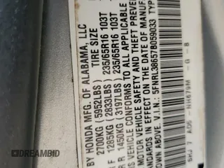 2007 Honda Odyssey EX-L with VIN 5FNRL38657B059033, listed as a Copart auction lot 54005495 with 212,674 mi miles and Salvage Title. Bid and sale history available at DreamBid. Image 13.
