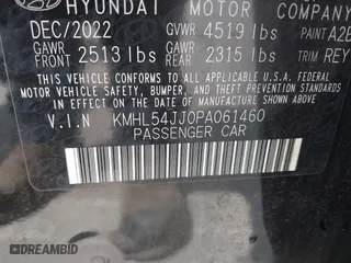 2023 Hyundai Sonata Hybrid Limited with VIN KMHL54JJ0PA061460, listed as a IAAI auction lot 42081519 with 54,624 mi miles. Bid and sale history available at carsss.com. Image 9.