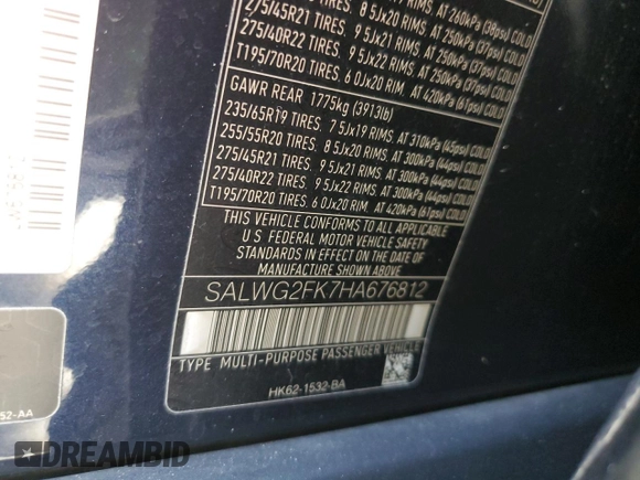 2017 Land Rover Range Rover Sport SE with VIN SALWG2FK7HA676812, listed as a Copart auction lot 78590214 with 169,405 mi miles and Salvage Title. Bid and sale history available at carsss.com. Image 15.