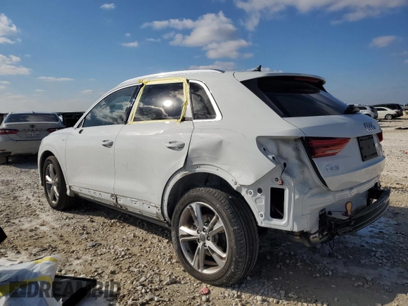 2020 Audi Q3 S line Prestige with VIN WA1FECF37L1043998, listed as a Copart auction lot 89387045 with 26,952 mi miles and Salvage Title. Bid and sale history available at carsss.com. Image 2.