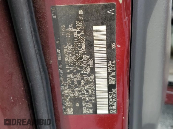 2006 Toyota Tundra SR5 with VIN 5TBET34136S542600, listed as a Copart auction lot 56356965 with 131,539 mi miles and Clean Title. Bid and sale history available at DreamBid. Image 13.