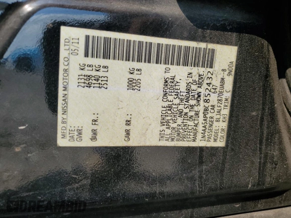 2011 Nissan Maxima SV with VIN 1N4AA5AP0BC852432, listed as a Copart auction lot 48968985 with 196,923 mi miles and Salvage title. Bid and sale history available at DreamBid. Image 12.