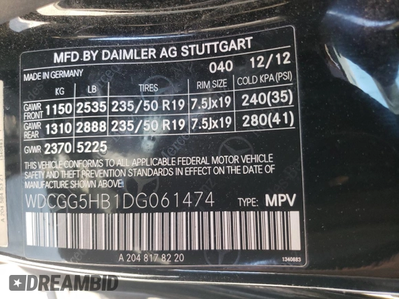 2013 Mercedes-Benz GLK 350 with VIN WDCGG5HB1DG061474, listed as a Copart auction lot 76621794 with 115,394 mi miles and Salvage Title. Bid and sale history available at DreamBid. Image 13.