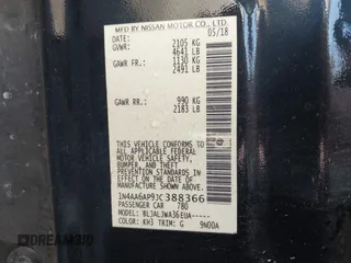 2018 Nissan Maxima S with VIN 1N4AA6AP9JC388366, listed as a IAAI auction lot 41842042 with 103,597 mi miles and . Bid and sale history available at DreamBid. Image 9.