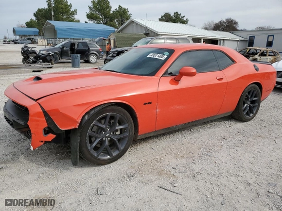 2023 Dodge Challenger R/T with VIN 2C3CDZBTXPH689231, listed as a Copart auction lot 48801405 with 9,386 mi miles and Salvage Title. Bid and sale history available at carsss.com. Image 1.