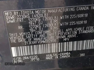 2021 Toyota RAV4 Hybrid XSE with VIN 2T3E6RFV5MW002856, listed as a IAAI auction lot 42387921 with Not provided miles and . Bid and sale history available at DreamBid. Image 9.