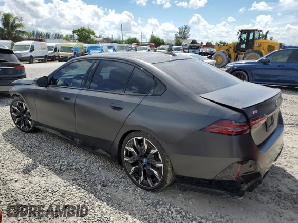 2024 BMW i5 M60 with VIN WBY43FK00RCR71826, listed as a Copart auction lot 72140144 with 5,987 mi miles and Salvage Title. Bid and sale history available at carsss.com. Image 2.